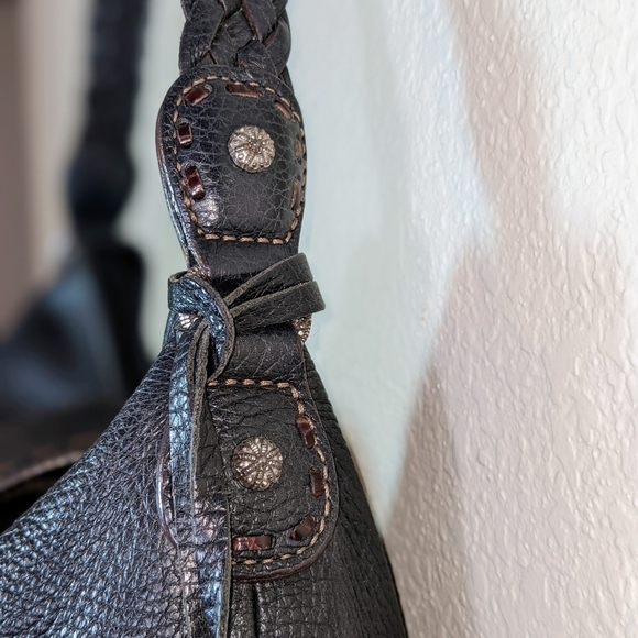 Brighton Black Buckle Shoulder Bag with Braided Strap - Picture 9 of 13